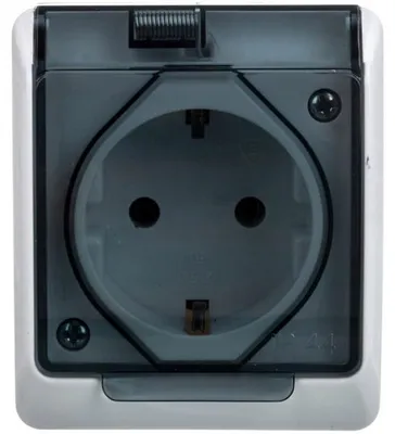 Produktbild von Hermes Hermetische Schuko-Steckdose mit/mit Rauchklappe 16A IP44 weiß 0324-01