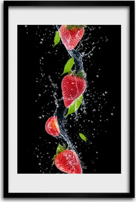 Produktbild von Bild - Bilderrahmen - 40 cm x 60 cm - MDF - Rahmen - Wandkunst - Erdbeeren