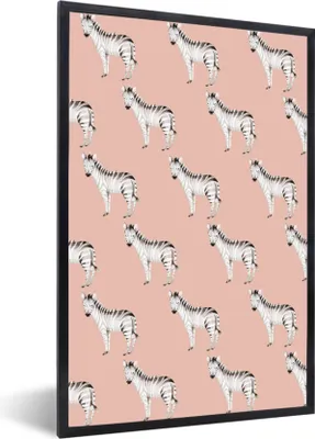 Produktbild von MuchoWow® MuchoWow® Gerahmtes Poster Zebra - Muster - Pastell 40x60 cm - Poster mit zchwarzem Bilderrahmen - Papierdruck - Wandbilder