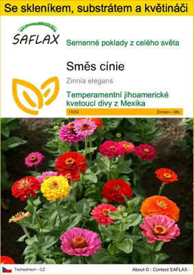 Obrázek produktu pro SAFLAX Kultivační sada - Směs cínie - Zinnia elegans - 50 Semena - S mini skleníkem, pěstebním substrátem a 2 květináči
