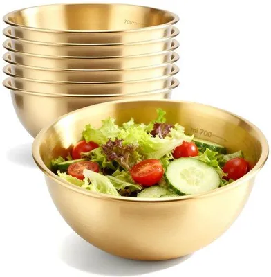Produktbild von Unyqoos® 6‑teiliges Edelstahl-Schüsseln-Set – multifunktionale Rühr- & Servierschalen, stapelbar, spülmaschinengeeignet, lebensmittelecht für Küche & Aufbewahrung