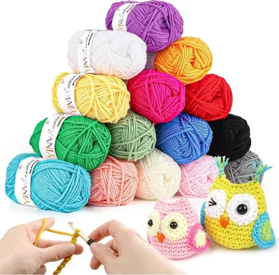 Produktbild von YINVA Häkelgarn-15 Farben 25g Acryl Wolle Häkelnstricken Anfänger Crochet YarnHandwerk
