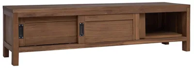 Imagen del producto de Mueble de televisión de 110 x 30 x 30 cm, madera maciza de teca, color natural