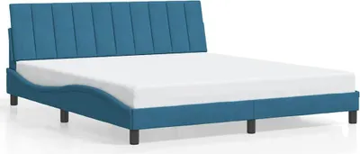 Image de vidaXL Cadre de lit sans matelas "Hanko" bleu 180x200 cm velours
