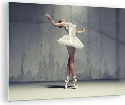 Produktbild von Bilder auf glas - Einteilig - Ballerina Weiß Wand - 70x50cm - Glasbilder - Wandbilder - Bilder - zum Aufhängen bereit - Wanddekoration aus Glas - Glas Bilder - Wandbild auf Glas - GAA70x50-4344
