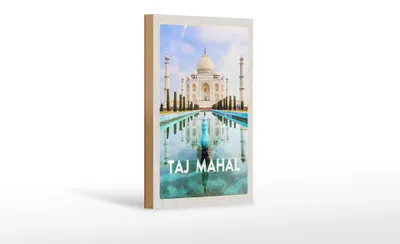 Produktbild von Holzschild Reise 12x18 cm Indien Vordergarten Taj Mahal Dekoration