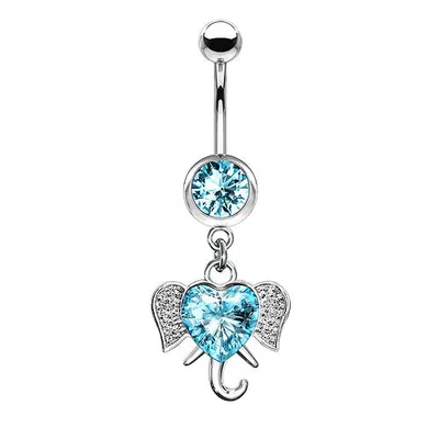 Produktbild von Taffstyle Bauchnabelpiercing Bauchnabelpiercing Banane Stecker Kristall Elefant Herz Anhänger, Aqua