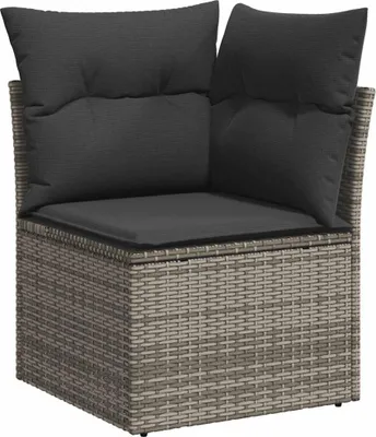 Obrázok produktu pre vidaXL Záhradná rohová pohovka s vankúšom Grey Poly Rattan