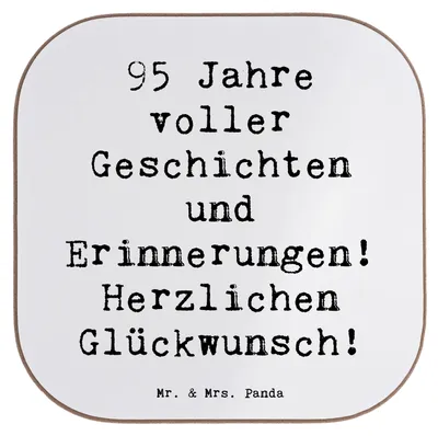 Produktbild von Mr. & Mrs. Panda Untersetzer Glas Spruch 95. Geburtstag - Weiß - Geschenk, Herzlichen Glückwunsch, Alter, Coaster, Gläser, Erinnerungen, Jubiläum, bieruntersetzer, für