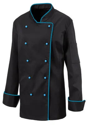 Produktbild von Damen Kochjacke türkis, Gr. L : L : türkis : 65% Polyester 35% Baumwolle