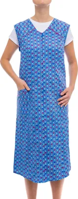 Produktbild von Tobeni Damen Kittelschürze lang mit Reissverschluss und Taschen ohne Arm 100% Baumwolle, Farbe:Design 11, Grösse:50