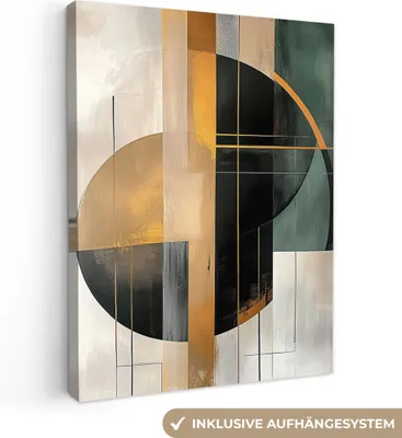 Produktbild von Leinwand Bilder 30x40 cm - Abstrakte Formen - Gold - Bronze - Grau, Wandbilder, Wanddeko Wohnzimmer, Bild