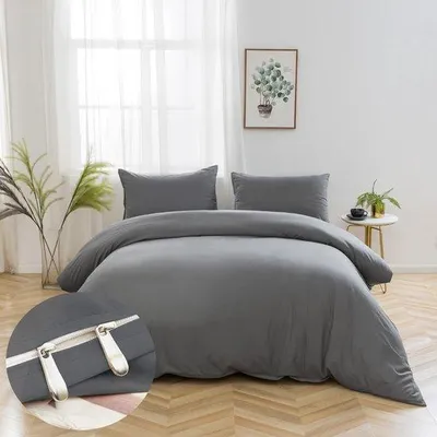 Immagine prodotto di Ibenzoa® Set di lenzuola in microfibra, 135 x 200 cm – morbido e traspirante, lenzuola per tutto l'anno con cerniera, 1 federa, disponibili in diversi colori