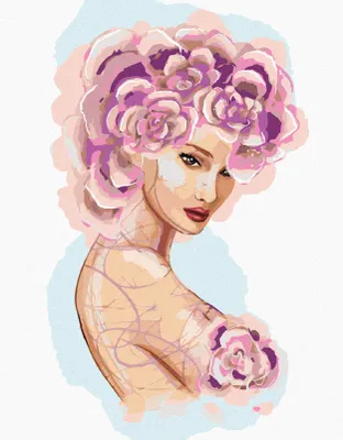 Produktbild von Zuty - Malen nach Zahlen - FRAU MIT ROSA BLUMEN, 40x50 cm, mit Keilrahmen (bereits gespannt)