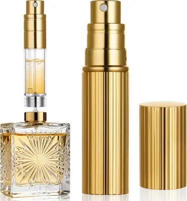 Imagen del producto de Atomizador de perfume vacío, color dorado, 5 ml, recargable, ideal para viajes
