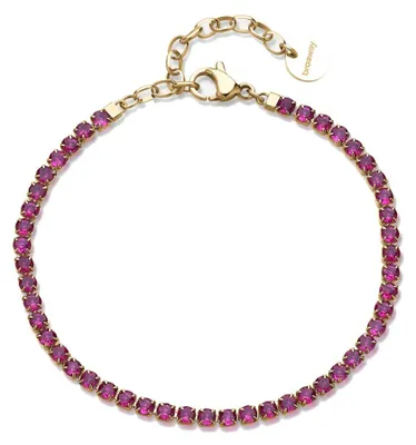 Image de Bracelet tennis plaqué or avec zircons fuchsia Desideri BEI106