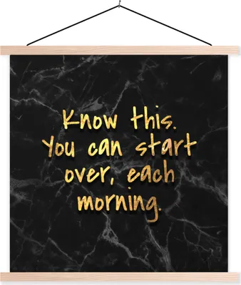 Produktbild von MuchoWow® Textilposter Zitate - Motivation - Gold - Marmor 120x120 cm mit holzfarbenen Rahmen - Textil-Poster