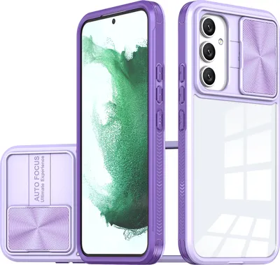 Image de Etui pour Samsung Galaxy A54 Etui hybride transparent en TPU avec cache caméra coulissant Violet