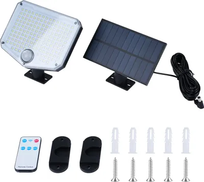 Produktbild von 153 LED Solar Außenlicht mit getrenntem Solarpanel – 3 Modi, Bewegungs- und Lichtsensor, ideal für Garten, Terrasse und Hofbeleuchtung