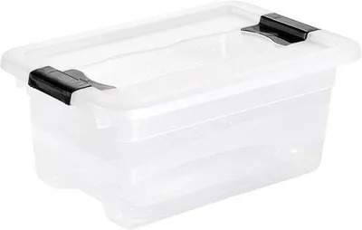 Produktbild von Famanu Aufbewahrungsbox mit Deckel und Schiebeschluss, 29,5 x 19,5 x 12,5 cm, 4 l, transparent