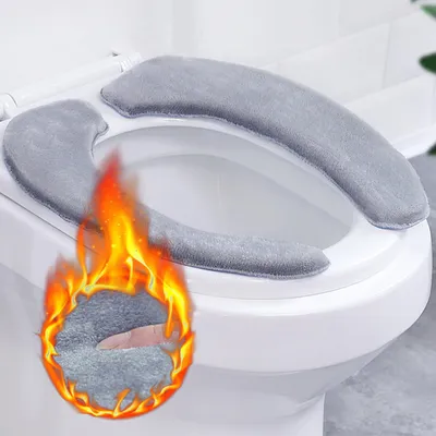 Productafbeelding van Toiletkussen - Wasbaar en verwarmend - Geschikt voor alle ovale toiletzittingen - 1 paar, grijs