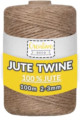 Produktbild von Creative Deco 100m Juteschnur Natur Braun | 2-3 mm Dicke 3-Lagig | Jutekordel Jutegarn Hanfschnur Juteband Paketband | Jute Schnur Kordel Seil Deko