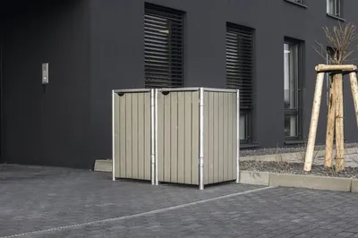 Image de HIDE abri poubelle en bois, habillage pour poubelle 240 l naturel gris boîte de 2