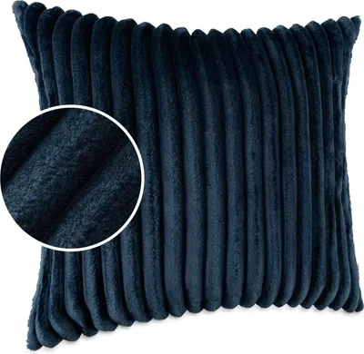 Produktbild von Dekokissen LILLI BIG CORD Velour mit Reißverschluss 40x40cm Einfarbig UNI Jeansblau Sofakissen pflegeleicht