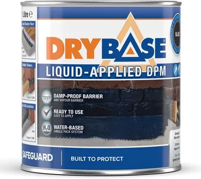 Produktbild von Drybase DPM flüssige Dichtbeschichtung - Feuchtigkeitsisolierende Membran mit Bitumen freier Formulierung. (1 Liter, Schwarz)