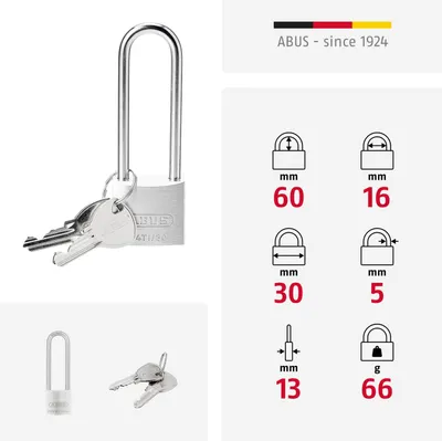 Obrázok produktu pre Visiaci zámok Abus Titalium 64TI30/60 HB s podobným kľúčom