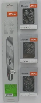 Produktbild von STIHL 3005 000 4809 original Schiene 35cm 3/8'P/1,3 Rollomatic +3 Stück Stihl Vollmeisselketten  Stihl
