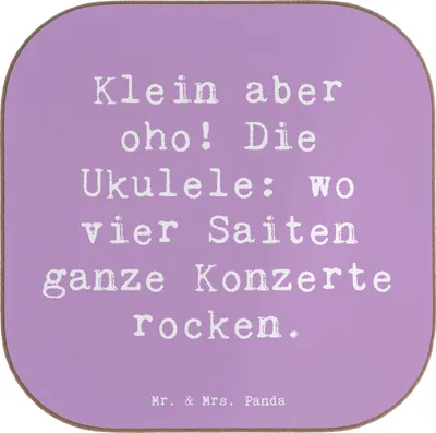 Produktbild von Mr. & Mrs. Panda Untersetzer für Gläser Spruch Ukulele Magie - Lavendeltraum - Geschenk, Lernen, Musikinstrument, gläseruntersetzer, Freude, Tassenuntersetzer, Musik