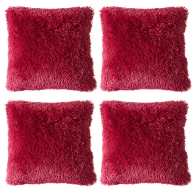 Produktbild von Kissen - 50 x 50 cm - Rot - Schwarz - Polyester - Velours - 4er Set