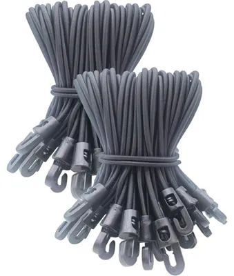 Immagine prodotto di Elastici con gancio, confezione da 100 pezzi, 15 cm, colore nero. Fissaggi elastici per teloni e campeggio