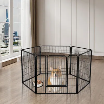 Image de Parc pour chiots 6 grilles pliable avec porte Parc pour animaux Clôture pour chiots