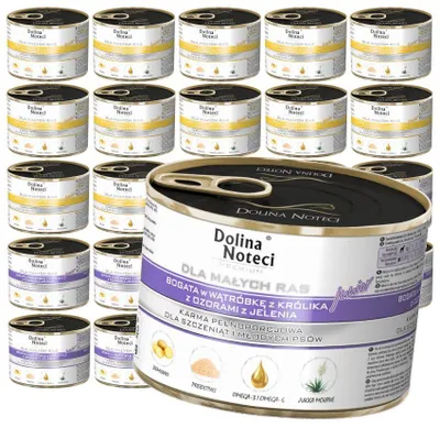 Produktbild von Dolina Noteci Premium Junior 24x185g Nassfutter für Welpen kleiner Rassen Huhn mit Kalb und Kaninchen mit Reh