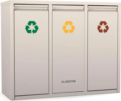 Obrázok produktu pre Klarstein Ordnungshüter 3 v 1 odpadkový kôš - 45L kuchynský odpadkový kôš so systémom separácie 3x15L, nehrdzavejúca oceľ, odolný voči zápachu, nástenný, piesková