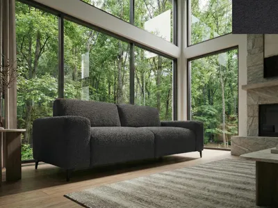 Productafbeelding van SOGNO 3-zitsbank – Modern designbank met gestructureerde EGON - 18 zwarte bouclé-stof, premium bank voor de woonkamer - 206 cm