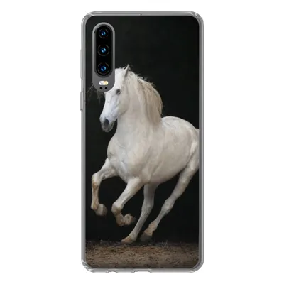 Produktbild von MuchoWow® Handyhülle Schutzhülle Hülle für Huawei P30 Pferde - Schwarz - Porträt Silikon Softcase Handy Hülle - Kartenbesitzer
