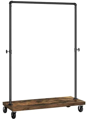 Immagine prodotto di Stender appendiabiti industriale con ruote e ripiano in legno