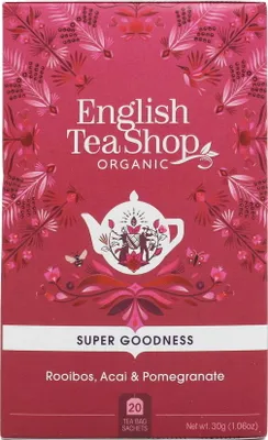 Produktbild von English Tea Shop Rooibos Acai & Granatapfel - 20 Teebeutel - Koffeinfreier Frchtetee - Super Goodness - Natrlich & Fairtrade - Superfood
