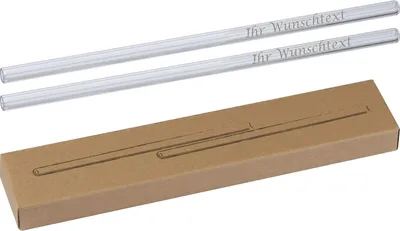 Produktbild von 2 Glasstrohhalme mit Gravur / Länge 21 cm