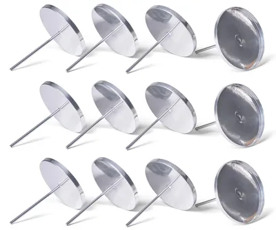 Productafbeelding van Novaliv, 12 kaarsenpinnen, plat, zonder punt, 9 cm, ZILVER, rond. Geschikt voor kaarsen, kerstkrans, kaarsenstandaard, adventskransdecoratie, kaarsenhouder, metalen, rond, adventskrans, adventskaarsenhouder, kaarsenschotel