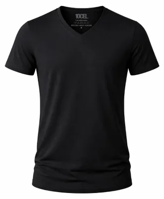 Produktbild von Herren T-Shirt V-Ausschnitt aus Lyocell - Schwarz - XL