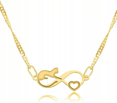 Produktbild von Elegante Goldkette mit Katzenanhänger, Silber 925