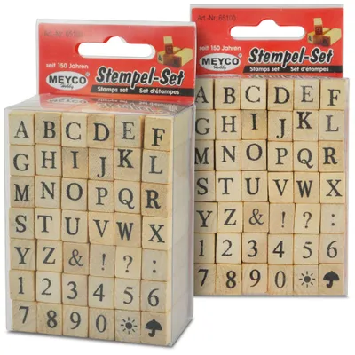 Produktbild von Meyco Holz Stempel Set ABC u. Zahlen, 42 Stempel