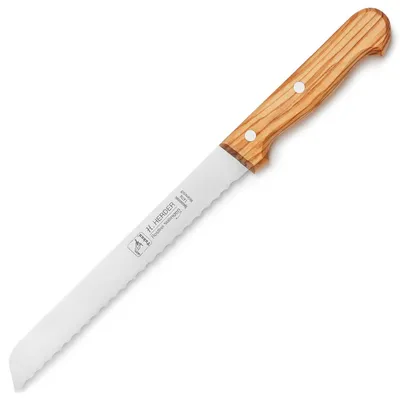 Produktbild von Brotmesser Solingen H.Herder Tukan 33 cm 8" rostfrei Wellenschliff "Olivenholz"