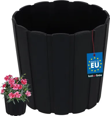 Image de KOTARBAU® Pot de fleurs Pot de plantes ⌀ 15 cm H : 13 cm Anthracite Pot de plantes en plastique pour plantes d'intérieur Pots de fleurs Grand extérieur Cache-pot Balcon Décoratif
