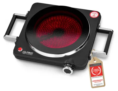 Produktbild von TZS First Austria Infrarot Kochplatte, Glaskeramik, mit Infrarot Wärme, 1500W, mobiles Kochfeld, silber-schwarz