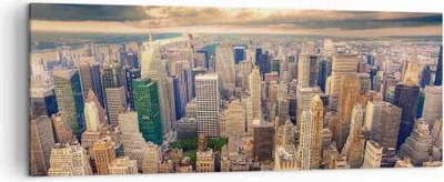 Produktbild von Bild auf Leinwand - Leinwandbild - Stadt Wolkenkratzer Amerika Innenstadt - 140x50cm - Wand Bild - Wanddeko - Leinwanddruck - Bilder - Kunstdruck - Leinwand bilder - Wandkunst - AB140x50-2638